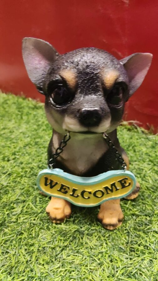 welcome dog statue