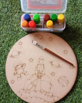Space Painting MDF Board | Rocket Coloring Wooden MDF Board | Astronaut Painting Board | Planets Coloring Board | Stars Painting Round Shaped Board | Art & Craft | Home Decor | Pre Marked Space Coloring Board Buy Online