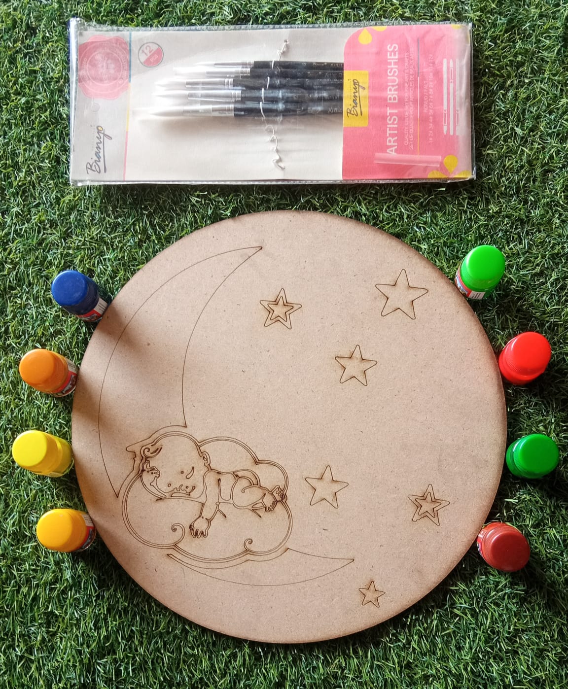 Child & Moon Painting MDf Board