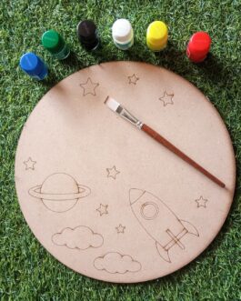 Space Painting MDF Board | Rocket Coloring Wooden MDF Board | Astronaut Painting Board | Planets Coloring Board | Stars Painting Round Shaped Board | Art & Craft | Home Decor | Pre Marked Space Coloring Board Buy Online