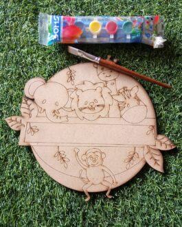Wild Animals Painting Board | Forest Animals Coloring Wooden MDF Board | Pre Marked Lion Painting Board Buy Online | Monkey Painting Board | Girafee Painting Board | Wild Sceneries Round Shaped MDF Board | Art & Craft | Home Decor